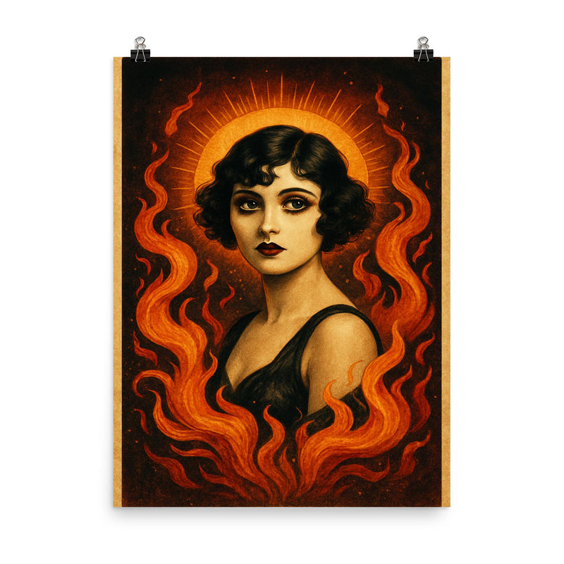 Apolonia Chałupiec as silent era icon reborn poster on a plain backdrop in size 8