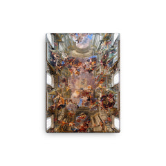 Apotheosis of S. Ignatius by Andrea Pozzo, 300-Year-Old Fresco canvas print on a plain backdrop in size 12"x16".