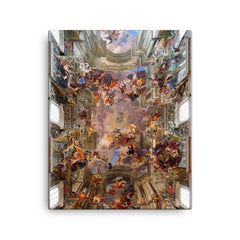 Apotheosis of S. Ignatius by Andrea Pozzo, 300-Year-Old Fresco canvas print on a plain backdrop in size 16"x20".