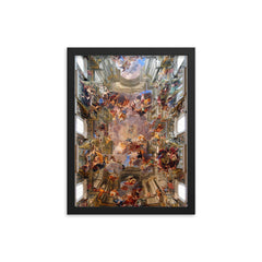 Apotheosis of S. Ignatius by Andrea Pozzo, 300-Year-Old Fresco framed print on a plain backdrop in size 12"x16".