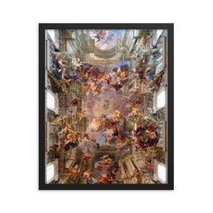 Apotheosis of S. Ignatius by Andrea Pozzo, 300-Year-Old Fresco framed print on a plain backdrop in size 16"x20".