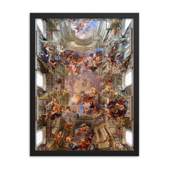 Apotheosis of S. Ignatius by Andrea Pozzo, 300-Year-Old Fresco framed print on a plain backdrop in size 18"x24".