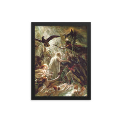 Apotheosis of the French Heroes by Anne-Louis Girodet de Roussy-Trioson, 1801 framed print on a plain backdrop in size 12"x16".