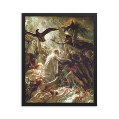 Apotheosis of the French Heroes by Anne-Louis Girodet de Roussy-Trioson, 1801 framed print on a plain backdrop in size 16"x20".