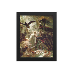 Apotheosis of the French Heroes by Anne-Louis Girodet de Roussy-Trioson, 1801 framed print on a plain backdrop in size 8"x10".