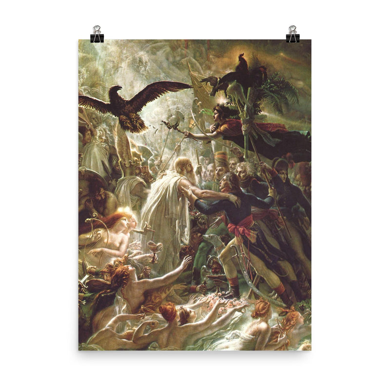 Apotheosis of the French Heroes by Anne-Louis Girodet de Roussy-Trioson, 1801 poster on a plain backdrop in size 8