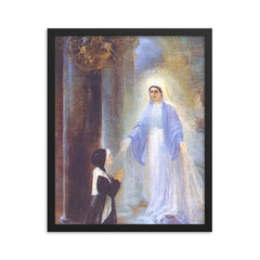 Apparition of the Virgin Mary by Thomas Georg Driendl, 1909 framed print on a plain backdrop in size 16"x20".