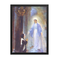 Apparition of the Virgin Mary by Thomas Georg Driendl, 1909 framed print on a plain backdrop in size 18"x24".