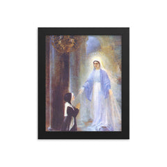 Apparition of the Virgin Mary by Thomas Georg Driendl, 1909 framed print on a plain backdrop in size 8"x10".