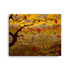 Apple Tree with Red Fruit by Paul Ranson canvas print on a plain backdrop in size 16"x20".