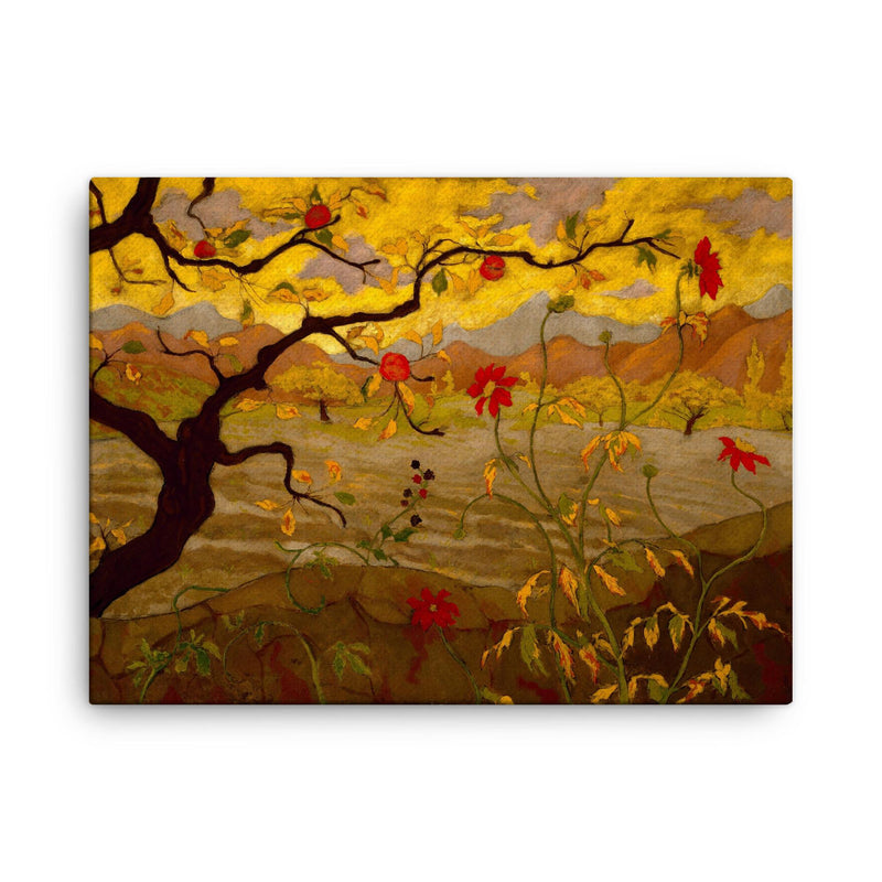Apple Tree with Red Fruit by Paul Ranson canvas print on a plain backdrop in size 18