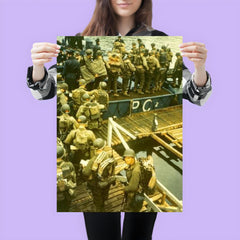 Apprehensive GIs Loading Onto a British Landing Craft for the Invasion of Normandy, D-Day 1944 poster 3