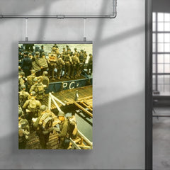 Apprehensive GIs Loading Onto a British Landing Craft for the Invasion of Normandy, D-Day 1944 poster 4