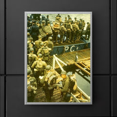 Apprehensive GIs Loading Onto a British Landing Craft for the Invasion of Normandy, D-Day 1944 poster 5