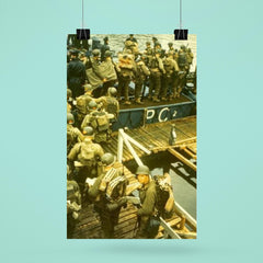 Apprehensive GIs Loading Onto a British Landing Craft for the Invasion of Normandy, D-Day 1944 poster 6