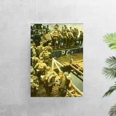 Apprehensive GIs Loading Onto a British Landing Craft for the Invasion of Normandy, D-Day 1944 poster 7