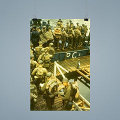 Apprehensive GIs Loading Onto a British Landing Craft for the Invasion of Normandy, D-Day 1944 poster 9