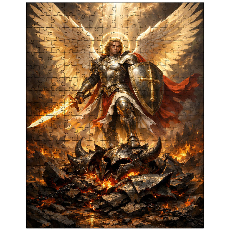 Archangel Michael over shattered infernal armor jigsaw puzzle