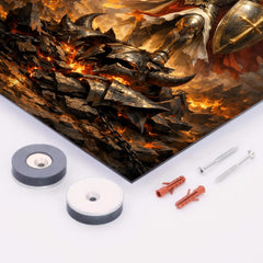 Archangel Michael over shattered infernal armor metal print mockup