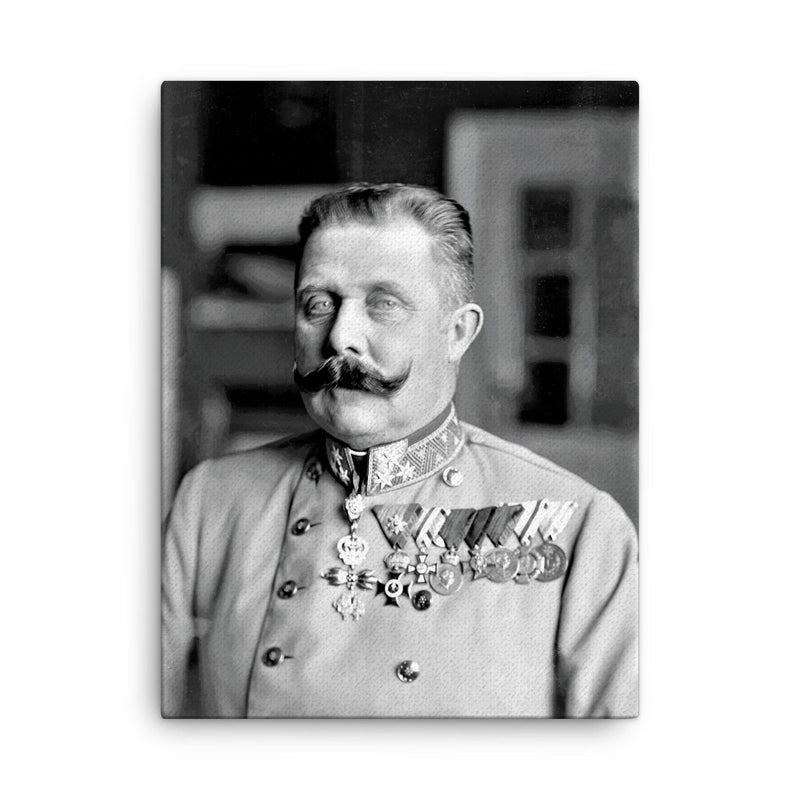 Archduke Franz Ferdinand canvas print on a plain backdrop in size 18