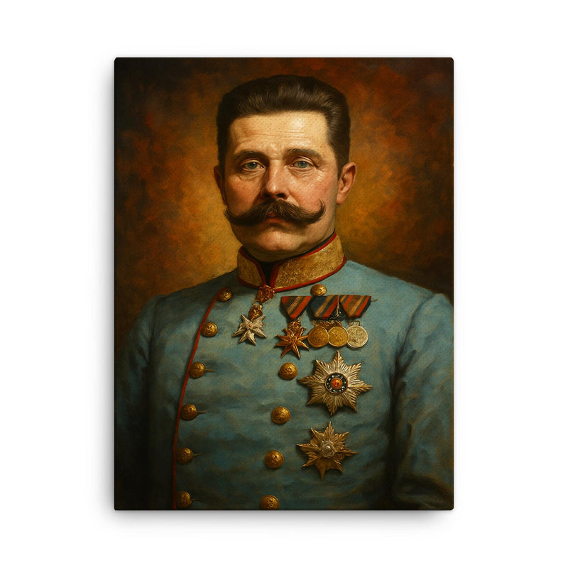 Archduke Franz Ferdinand canvas print on a plain backdrop in size 18