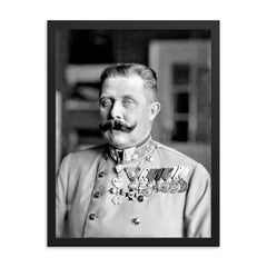 Archduke Franz Ferdinand framed print on a plain backdrop in size 18"x24".