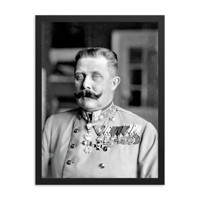 Archduke Franz Ferdinand framed print on a plain backdrop in size 18