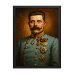 Archduke Franz Ferdinand framed print on a plain backdrop in size 18"x24".