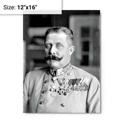 Archduke Franz Ferdinand metal print on a plain backdrop in size 12"x16".