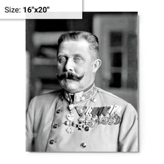Archduke Franz Ferdinand metal print on a plain backdrop in size 16"x20".