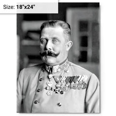 Archduke Franz Ferdinand metal print on a plain backdrop in size 18"x24".