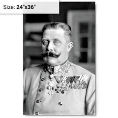 Archduke Franz Ferdinand metal print on a plain backdrop in size 24"x36".