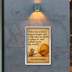 archimedes quote lever fulcrum tiny mouse moves cheese poster 2