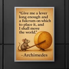 archimedes quote lever fulcrum tiny mouse moves cheese poster 5