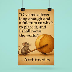 archimedes quote lever fulcrum tiny mouse moves cheese poster 6