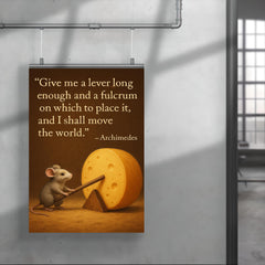 archimedes quote tiny mouse moves giant cheese with lever inspiring physics poster poster 4