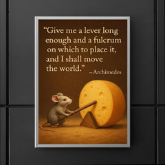 archimedes quote tiny mouse moves giant cheese with lever inspiring physics poster poster 5