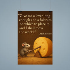 archimedes quote tiny mouse moves giant cheese with lever inspiring physics poster poster 9
