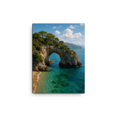 Arco Naturale di Palinuro Cilento Italy canvas print on a plain backdrop in size 12"x16".