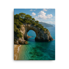 Arco Naturale di Palinuro Cilento Italy canvas print on a plain backdrop in size 16"x20".