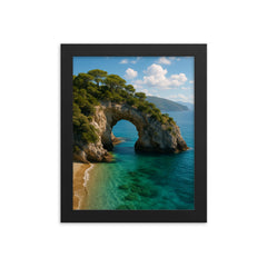 Arco Naturale di Palinuro Cilento Italy framed print on a plain backdrop in size 8"x10".