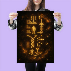 Arecibo message visualized as golden cosmic glyphs poster 3