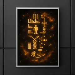 Arecibo message visualized as golden cosmic glyphs poster 5