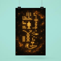 Arecibo message visualized as golden cosmic glyphs poster 6