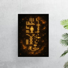 Arecibo message visualized as golden cosmic glyphs poster 7