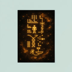 Arecibo message visualized as golden cosmic glyphs poster 8