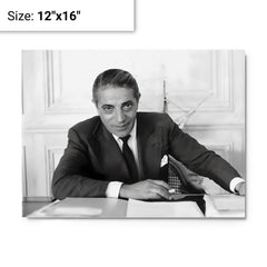 Aristotle Onassis metal print on a plain backdrop in size 12"x16".