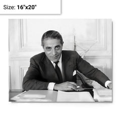 Aristotle Onassis metal print on a plain backdrop in size 16"x20".