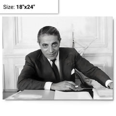 Aristotle Onassis metal print on a plain backdrop in size 18"x24".