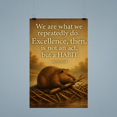 aristotle quote excellence is a habit beaver building poster 9